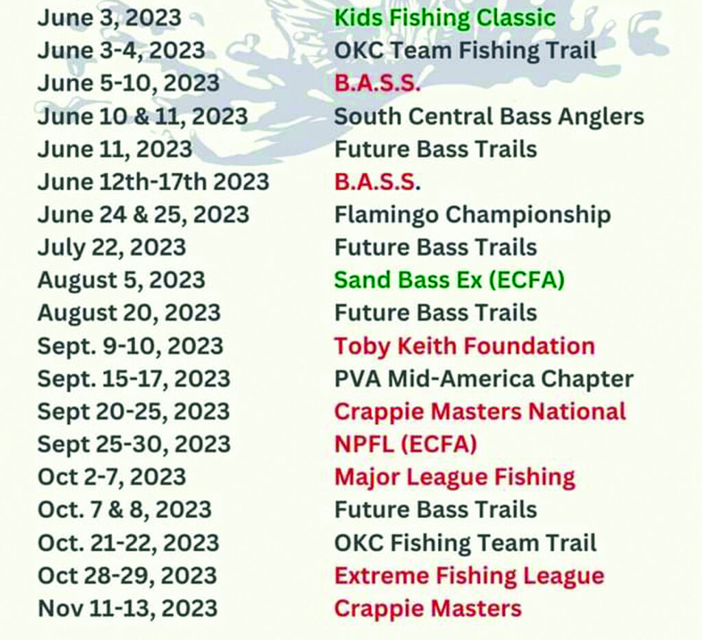 2023 Lake Eufaula Fishing Tournaments